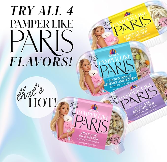 Weruva Paris Hilton Pamper Like Paris Natural Wet Dog Food, Duck and Rice, 2.75oz Cup (Pack of 10)