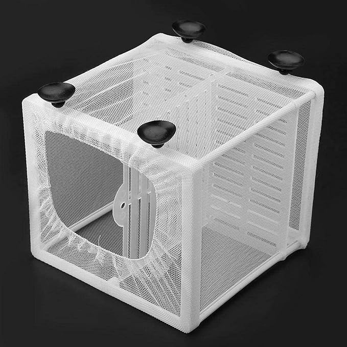 Still Awake Aquarium Fish Breeder Box, Hatching Box, Juvenile Fish Spawning Incubator, Water Isolation Net Hatcher, Nylon Mesh Fish Fry Hatchery Breeder Box Separation Net（White 3 Rooms S）