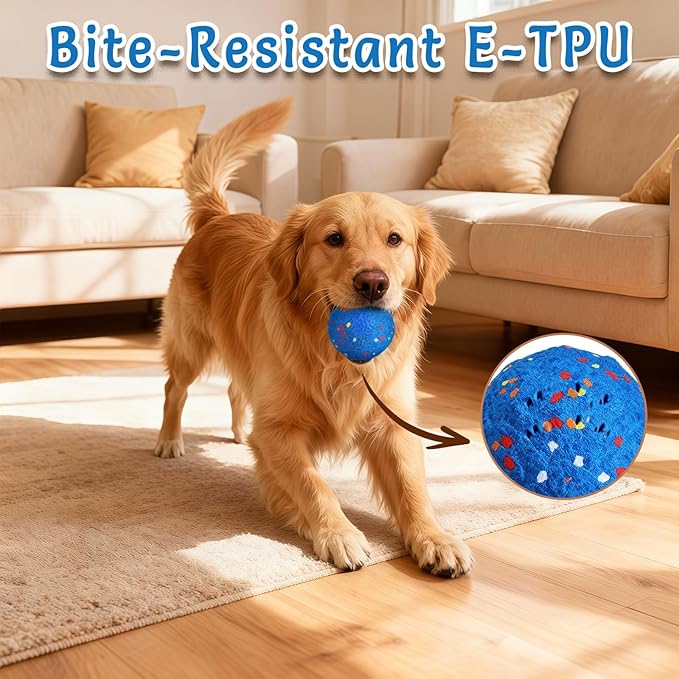 Interactive Dog Toys, Stimulating Dog Ball with 2 Outer Covers, Pet-Safe E-TPU Material Active Rolling Ball to Keep Them Busy, Rechargeable Toy for Medium and Large Dogs
