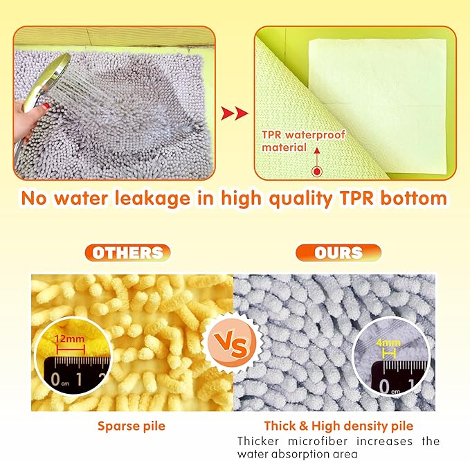 Guinea Pig Cage Liner Bedding 2 PCS, Washable Guinea Pig Bed Mat, Extra Absorbent Rabbit Pee Pad Reusable, Non-Slip Fleece Blanket for Bunny and Small Animal Cage Accessories (Grey, 24"x16")