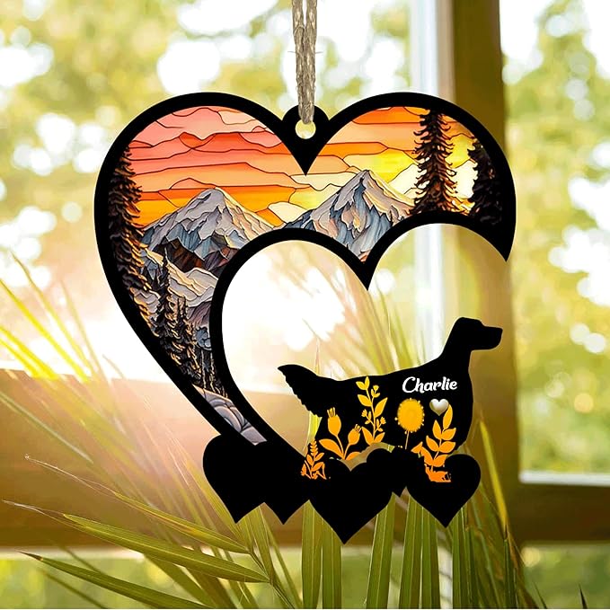 Lovely POD English Setter Suncatcher Ornaments, Personalized English Setter Memorial with Name, Dogs Loss Ornaments, Dog Remembrance Gift, Dog Memory Ornament, Loss of Dogs Sympathy Gifts