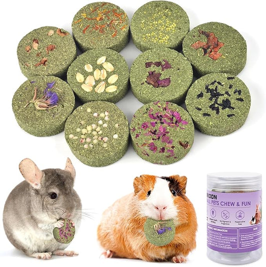 ERKOON Treats Rabbit Toys, 100% Edible Premium Timothy Hay Chew A Blocks for Rabbits, Chinchilla Treats, Chew Toys for Teeth Guinea Pigs and Mice