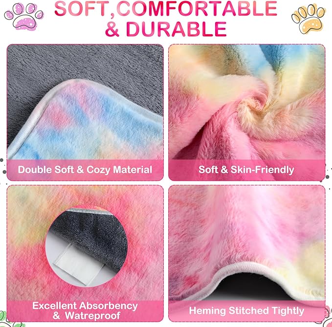 Reginary 4 Pcs Waterproof Guinea Pig Blankets Washable Small Animal Fleece Bedding Guinea Pig Cage Liners Reusable Training Pads Pet Pee Pad Sleep Mat for Hamster(Tie Dye Pattern,12 x 12 Inch)