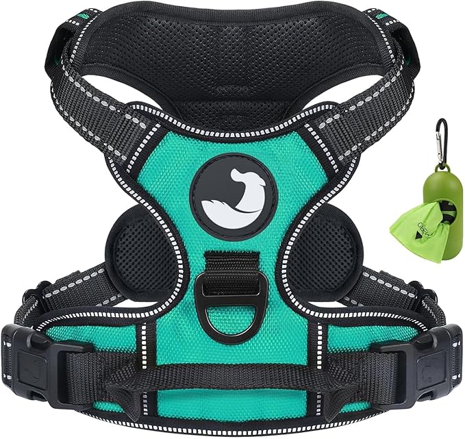 Joytale No Pull Dog Harness for Large Dogs, Reflective Pet Vest with Front Clip, Adjustable Soft Padded Harnesses with Easy Control Handle for Training and Walking, Teal, L