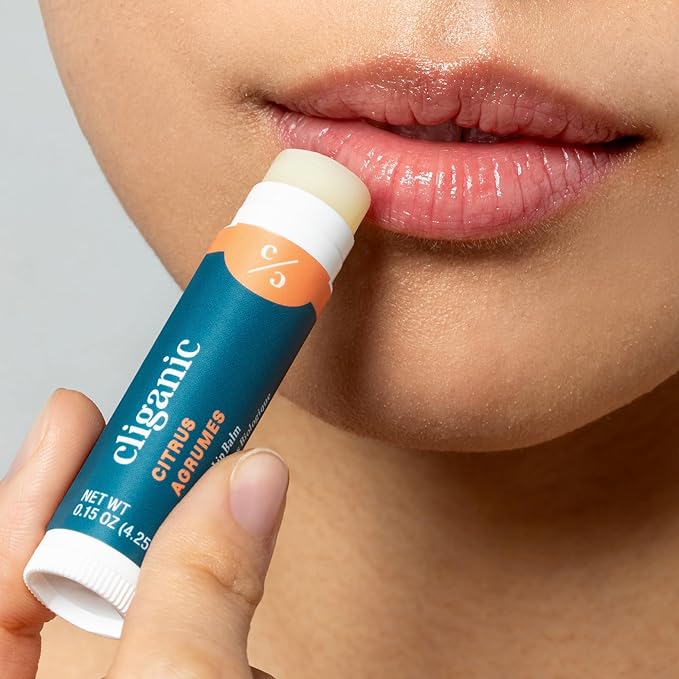 Cliganic Organic Lip Balm Set (2 Packs of 6 Tubes), 100% Natural Moisturizer for Cracked & Dry Lips
