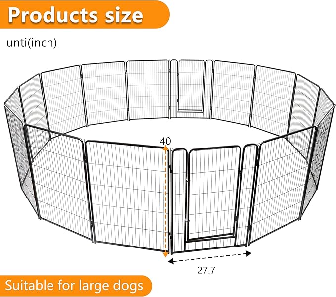 BestPet Indoor Dog Playpen,40inch 16 Panels Dog Pen Fence Outdoor Pet Playpen with Gravity Lock & Wide Door Pet Exercise Pen for RV Camping Yard, Black