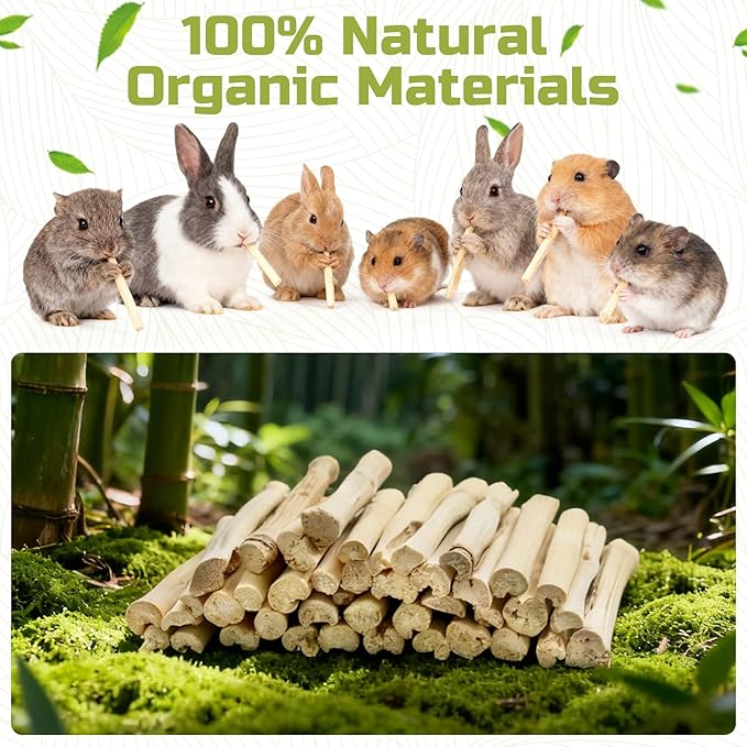 430g Natural Sweet Bamboo Chew Toys Chew Sticks Bamboo Sticks Teething Toy for Rabbit, Bunny, Guinea Pig, Hamster, Chinchilla, Bunny, Rat and Other Small Animals