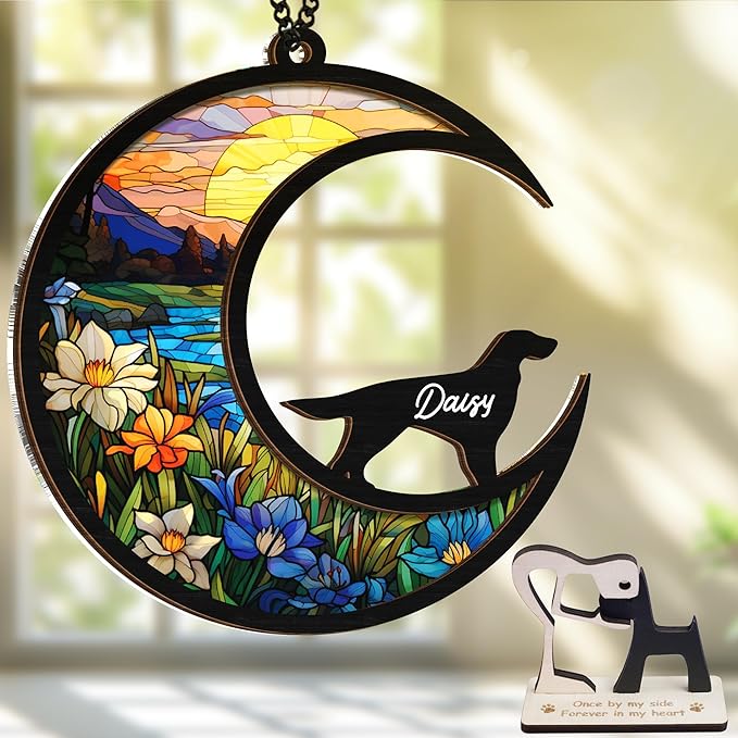 6'' Irish Setter Dog Memorial Suncatcher Personalized Name Dog Breed Pet Ornament Window Car Hanging Sympathy Gift for Loss of Pet Passed Away Remembrance Gift for Dog Lovers SCD-B11-6-72