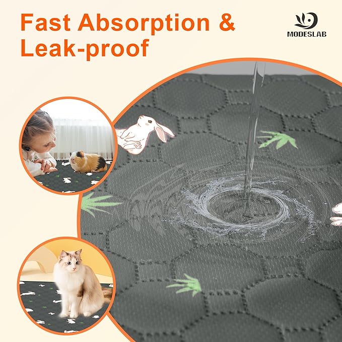 5-Pack Guinea Pig Cage Liner, 12in x 12in Fast Absorption Washable Bedding Pee Pads for Dogs Puppy Rabbit Small Animal Cage Mat, Leakproof & Non-Slip