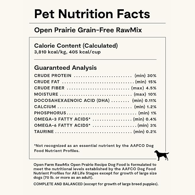 Open Farm, RawMix Grain-Free Dry Dog Food, Protein-Packed Kibble Coated in Bone Broth with Freeze Dried Raw Chunks, Chicken & Turkey, Open Prairie Recipe, 20lb Bag