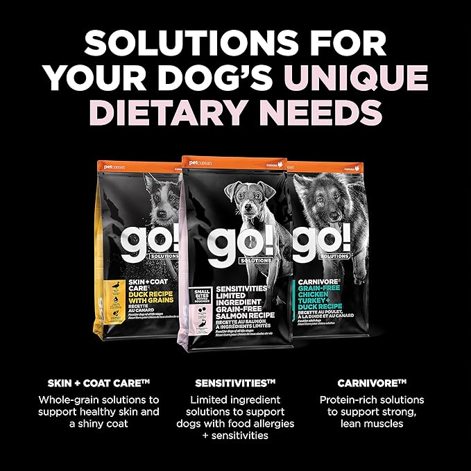 Go! Solutions Sensitivities Limited Ingredient Small Bites Salmon Grain-Free Dry Dog Food, Tiny Kibble for Little Breeds, Chicken-Free for Sensitive Stomachs, for Puppies, Adults, Seniors, 6 lb Bag