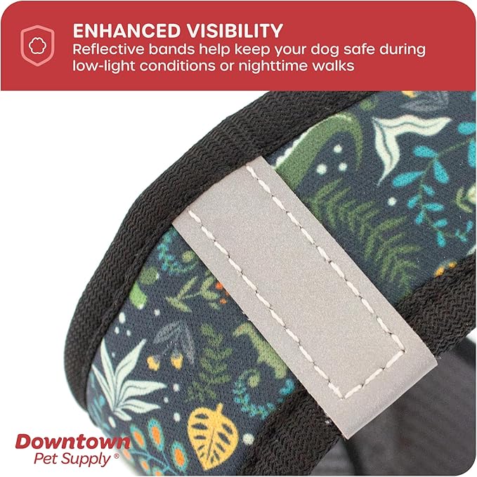 Downtown Pet Supply Step-in Dog Harness – No Pull, Adjustable Padded Mesh with Reflective Trim, Secure Buckle Strap – Comfortable & Breathable Small Dog Harness, Large, Dinosaur