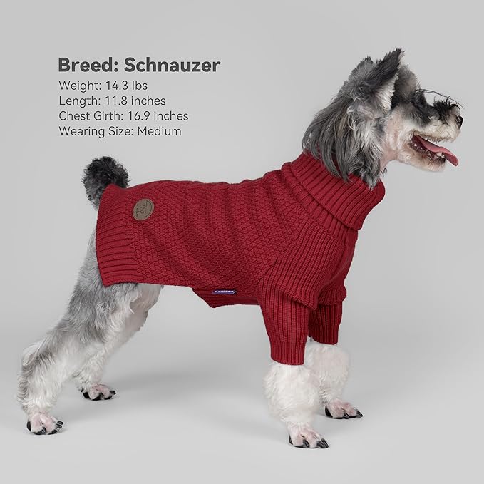 cyeollo Dog Sweater Warm Turtleneck Knitted Dog Christmas Sweaters with Long Sleeves Soft Winter Pet Clothes Sweaters for Dogs Girl