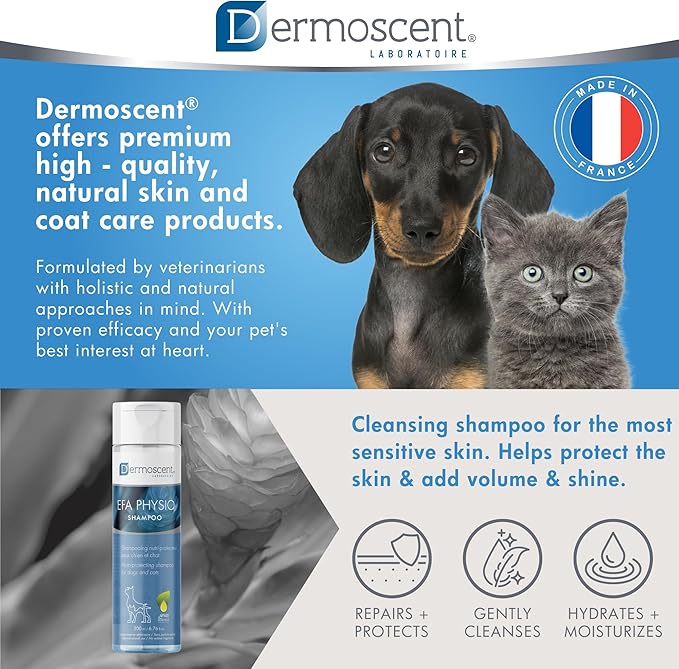 Dermoscent EFA Physio Shampoo for Dogs & Cats - Gentle Natural Ingredients for Frequent Bathing Allergies & Itchy Skin Relief - Soothes Dermatitis & Atopic Skin - 200 ml
