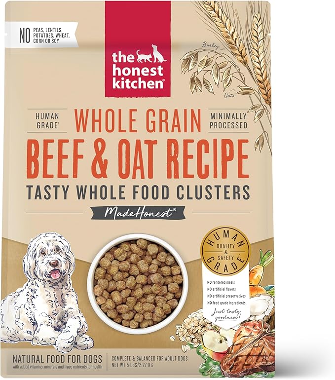 The Honest Kitchen Human Grade Whole Food Clusters Whole Grain Beef & Oat Dry Dog Food, 5 lb Bag