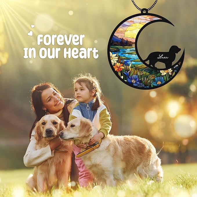 6'' Boykin Spaniel Dog Memorial Suncatcher & Wooden Dog Paw Keychain Personalized Dog Name Ornament Window Hanging Pet of Loss Dog Sympathy Gift for Dog Lovers Car Hanging SCD-B11-6-68