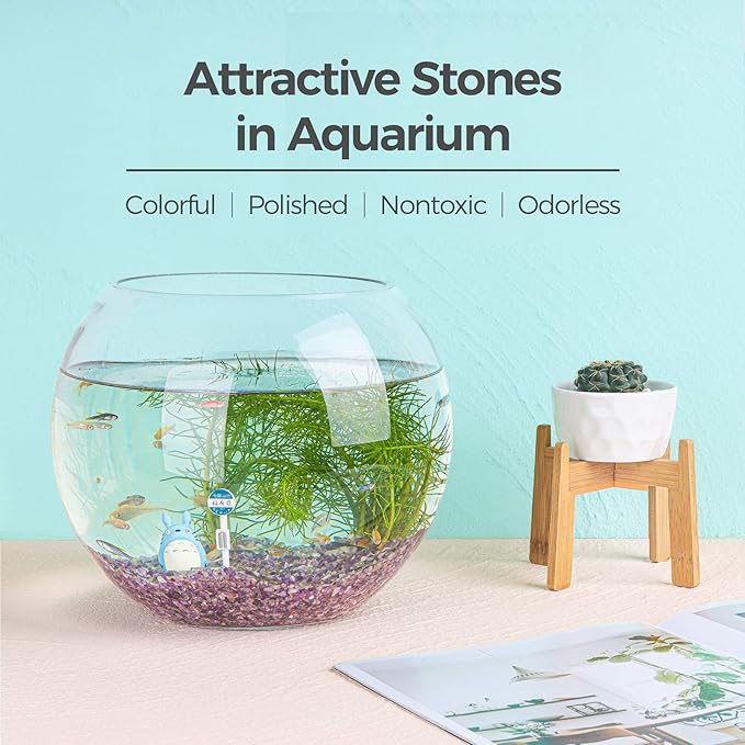 T4U Tumbled Chips Stones Crushed Crystal Quartz 2 LB, Irregular Shaped Gravels Pebble Healing Stones, DIY Smoothed Rock for Potted Plant,Resin Art,Vase Fillers Aquarium Gravel Rocks (Amethyst)