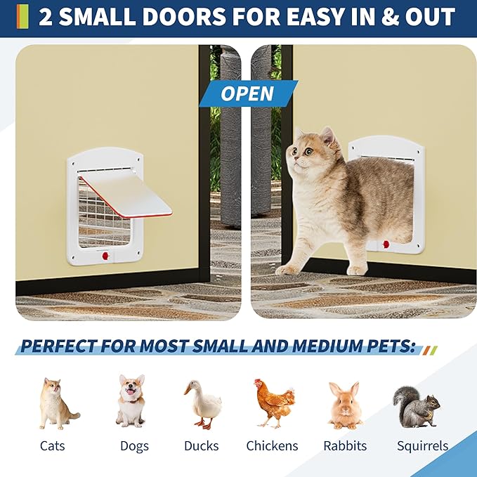 Aluminum Extra Large Outdoor Catio Enclosure for Multiple Cats – Walk-in Cat Run with Channels, Side Door, UV-Proof Cover & Platform