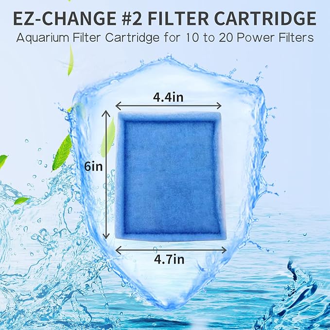 10-20 Gallon Aquarium Filters EZ-Change #2 Filter Cartridge fit Aquarium Filter Cartridge 10 to 20 Power, for Healthier Fish (8 Pcs)