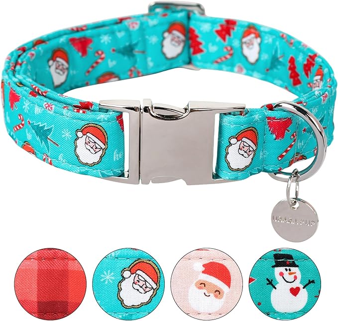 Christmas Dog Collar, Christmas Collar for Puppy Girl Boy Dog or Cat, Holiday Dog Collar with Durable Metal Buckle, Cute Pet Collar, M