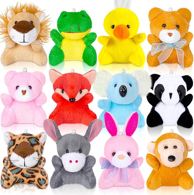 Sofier 12 Packs Mini Stuffed Animals Bulk Party Favors For Kids Treasure Box Toys Classroom Plush Toys Claw Machine Key Chains Carnival Prizes Small Valentine Halloween Christmas Gifts Stocking