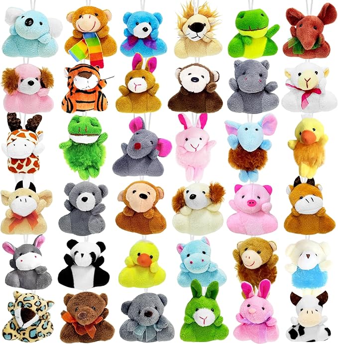 36 Pcs Mini Plush Animals Toys,Cute Stuffed Animals Plush Set for Kids,Goodie Bag Fillers,Basket Stuffers,School Prizes,Valentine's Day Party Supplies