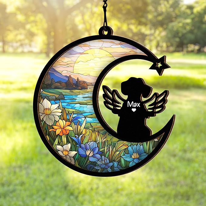 Chillever Dachshund Memorial Suncatcher – Custom Pet Remembrance Ornament, Dog Loss Sympathy Gift