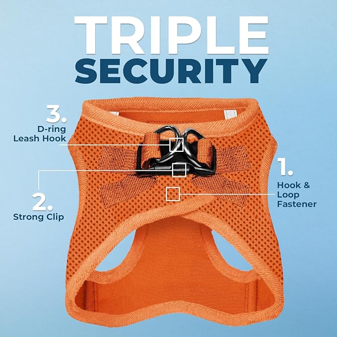 Best Pet Supplies Voyager Step-in Air Harness - All Weather Mesh, Reflective, No Pull Harness for Dogs, Cats - Secure with Hook & Loop Fastener, Buckle, Double D-Rings - Orange, XL