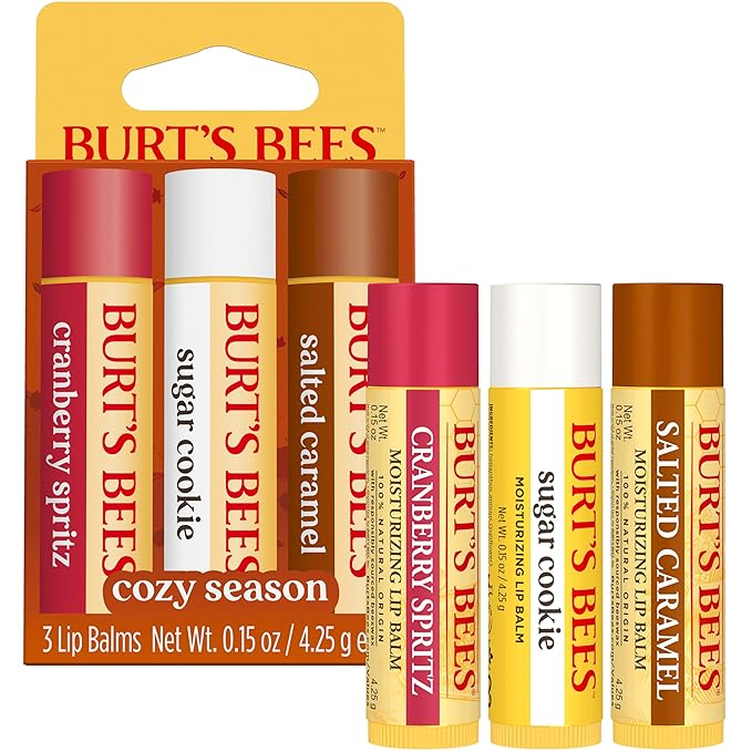 Burt's Bees Cozy Season Lip Balm Set, Natural Origin Lip Care, 3 Tubes, 0.15 oz.