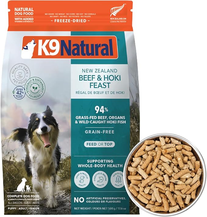 K9 Natural - Grain Free Freeze Dried Dog Food - Hoki & Beef, 17.6oz