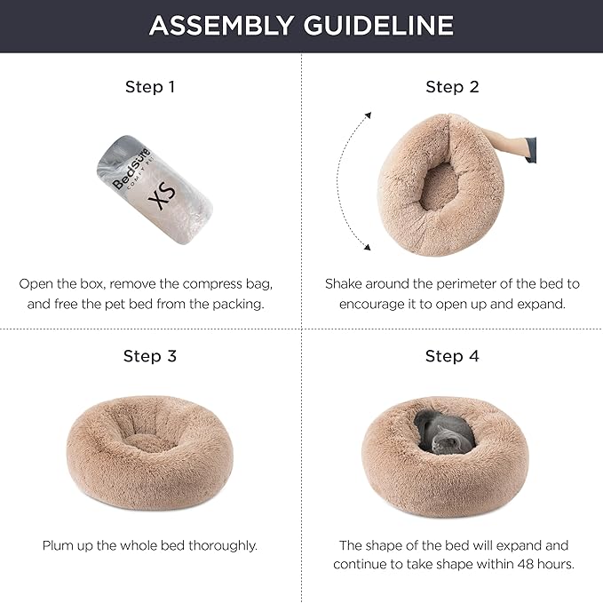 Bedsure Calming Cat Beds for Indoor Cats - Small Cat Bed Washable 20 inches, Anti-Slip Round Fluffy Plush Faux Fur Pet Bed, Fits up to 15 lbs Pets, Pink