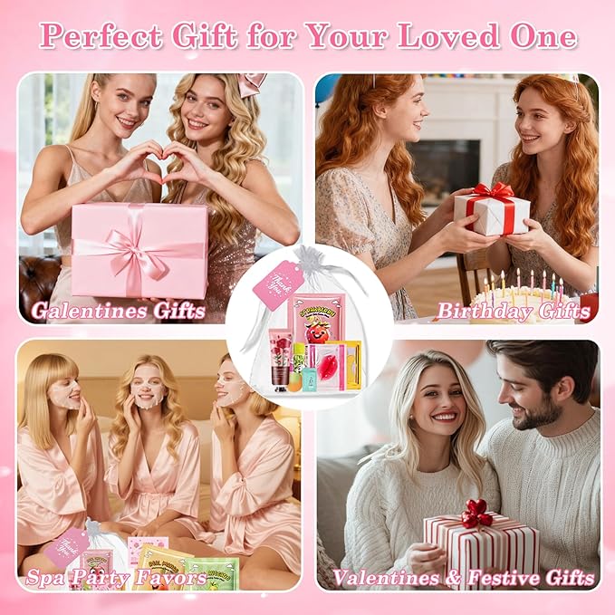 110PCS Spa Party Supplies for Girls,Spa Party Favors Include Lip Mask,Foot Bath Bombs,Face Masks,Lip Mask Skin Care Kit,Mothers Day Gifts,Bulk Gifts,Birthday Sleepover Party Supplies for Women