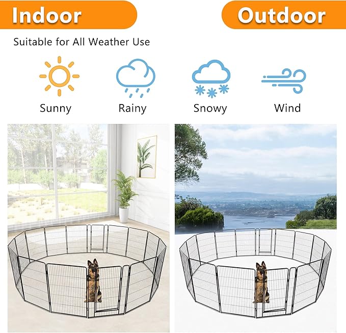 BestPet Indoor Dog Playpen,40inch 16 Panels Dog Pen Fence Outdoor Pet Playpen with Gravity Lock & Wide Door Pet Exercise Pen for RV Camping Yard, Black