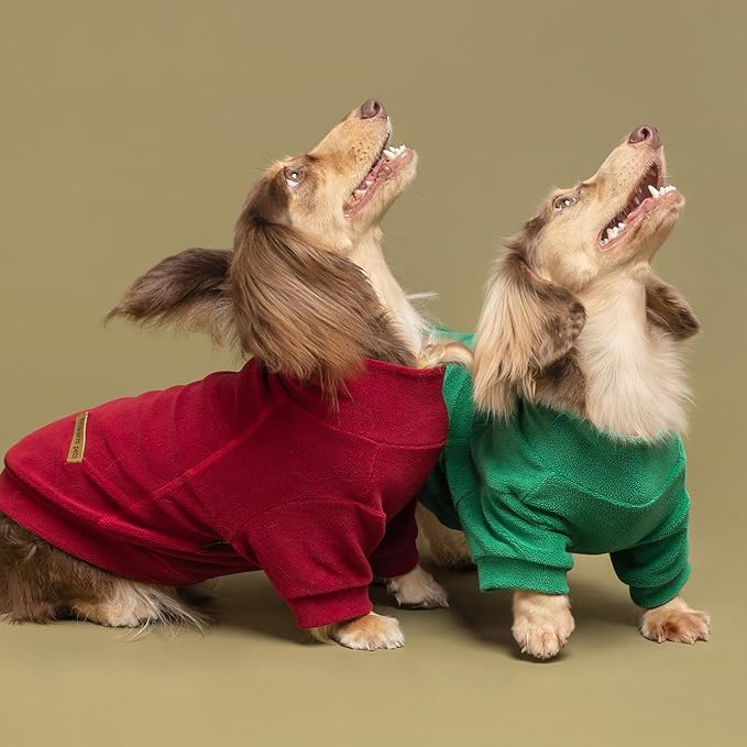 Fitwarm 3 Pack Classic Fleece Dog Sweater, Christmas Dog Winter Clothes for Small Dogs Boy Girl, Holiday Pet Apparel, Burgundy Red, Green, Navy Blue, XS