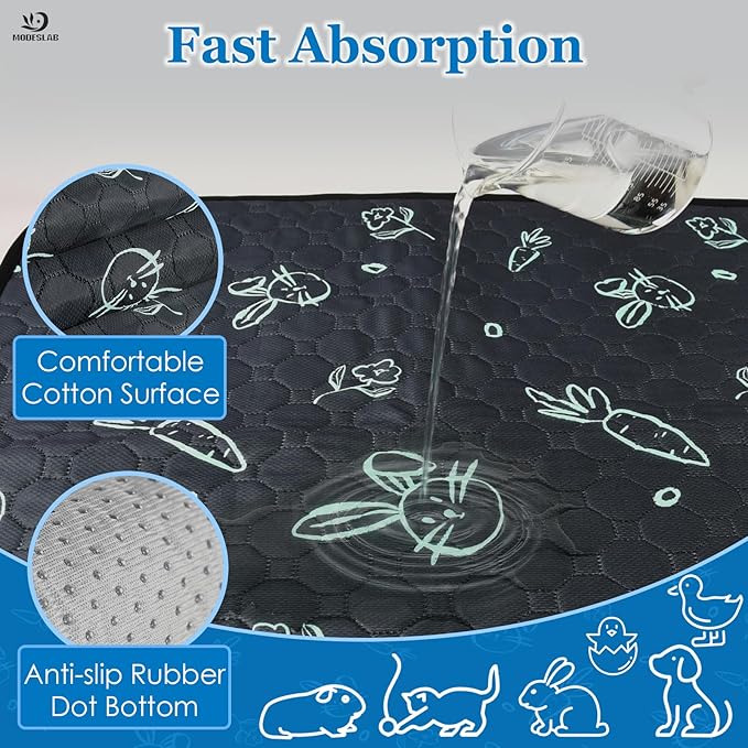 4-Pack Guinea Pig Cage Liner Washable, 24in x 47in Ultra-Absorbent Guinea Pig Bedding for Cage Non-Slip Leak-Proof Pee Pads for Dogs Rabbit Bunny Cat Litter Mat, Navy