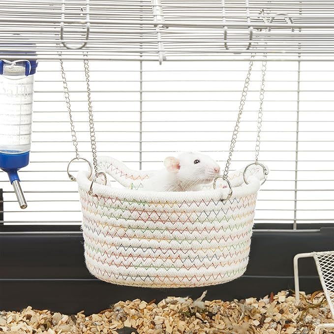 JWShang X-Large Small Animal Hammock - Chew Proof, Hanging Rat Bed Basket, Durable Cage Accessory With Sturdy Chains, Snuggling Sleeping Nest for Small Animals, Sugar Glider