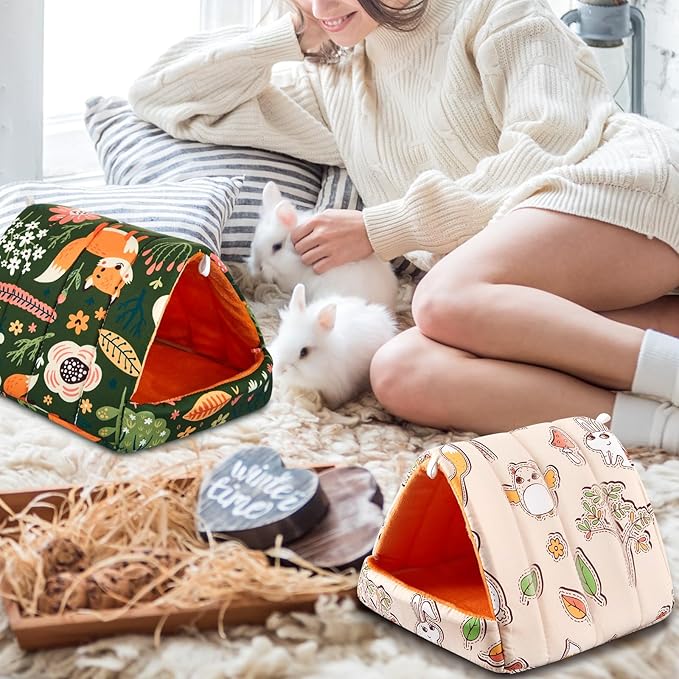 8 Pcs Guinea Pig Hideout, Guinea Pig Bed Washable Small Animal Cage Accessories for Bunny Hedgehog Mouse Chinchillas Hamsters Ferrets Rats (7.9 in)