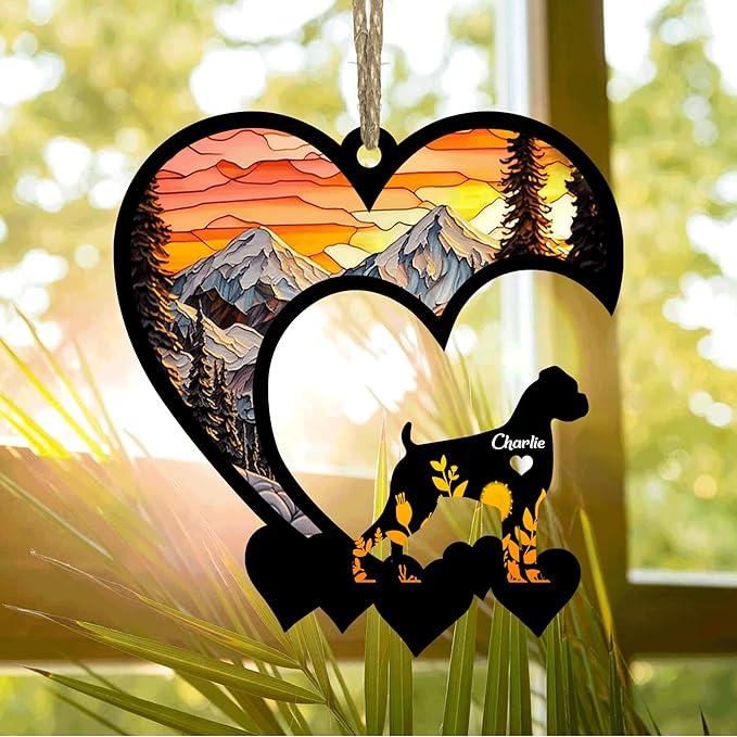 Lovely POD Boxer Suncatcher Ornaments, Personalized Boxer Memorial with Name, Dogs Loss Ornaments, Dog Remembrance Gift, Dog Memory Ornament, Loss of Dogs Sympathy Gifts