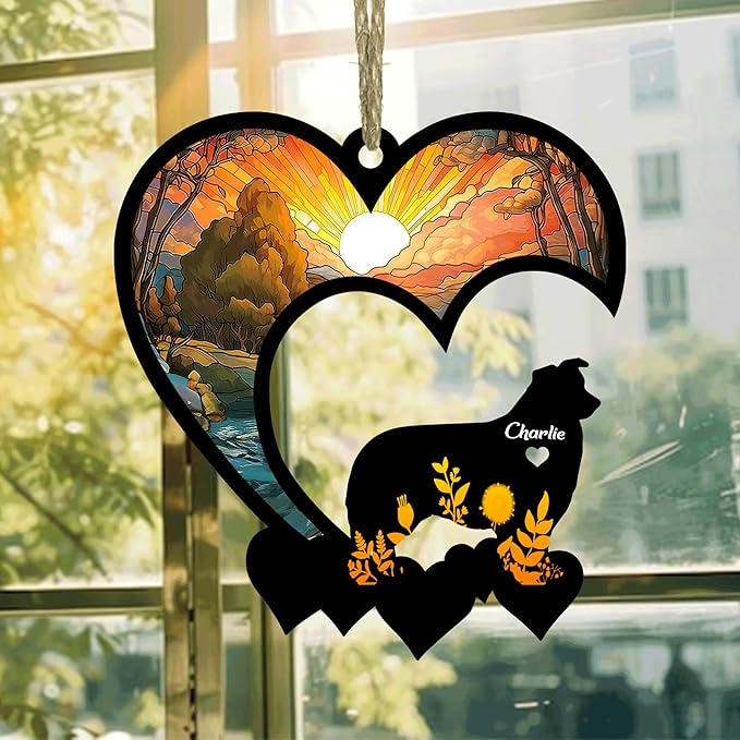 Lovely POD Aussie Suncatcher Ornaments, Personalized Aussie Memorial with Name, Dogs Loss Ornaments, Dog Remembrance Gift, Dog Memory Ornament, Loss of Dogs Sympathy Gifts