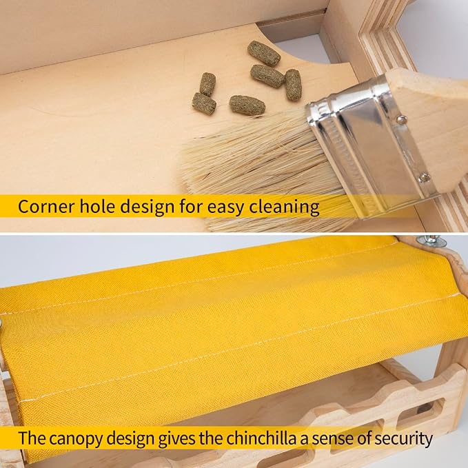 Chinchilla Bridge Wooden,Small Animals Wooden Bridge and Platform,Chinchilla Habitat Toys for Squirrel Hamster Ferret Guinea Pig Sturdy Easy to Clean