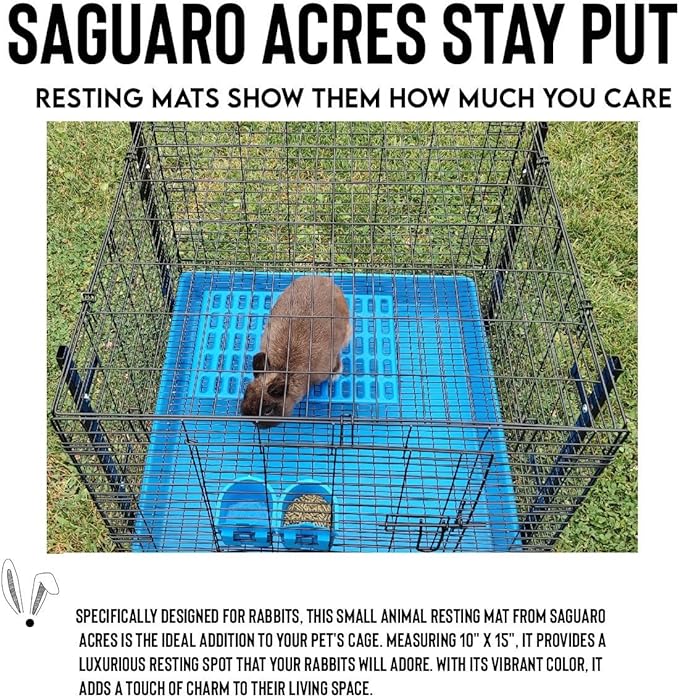 Saguaro Acres Rabbit and Small Animal Cage Resting Mat for Wire Floored Cages 2 Pack (Blue)