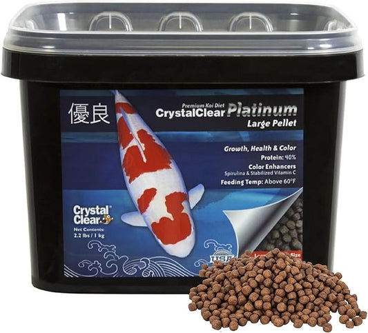 CrystalClear Platinum Fish Food, Premium Floating Pellets for Koi & Goldfish – Boost Growth, Color, and Wellness in Backyard Ponds & Water Gardens, 5mm Pellets, 2.2 Lbs