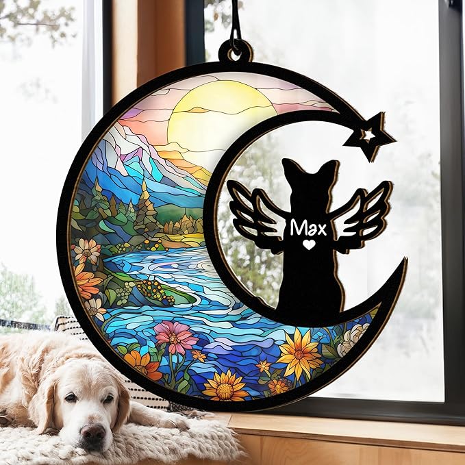 Chillever German Shepherd Memorial Suncatcher – Personalized Pet Remembrance Ornament, Custom Dog Loss Gift