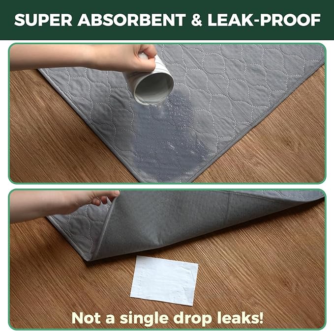 FXW Washable Pee Pads for Dogs, Puppy Pads with Super Absorbent, Specifically Designed for FXW Rollick/Homeplus 24inch 6 Panels Dog Playpen, 39" x 63" Rectangle, Gray, 1 Pack