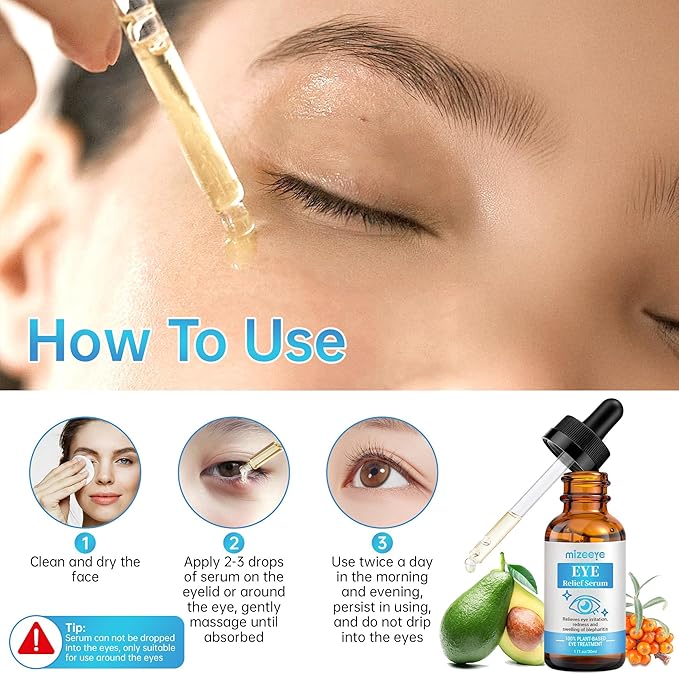 Eye Serum For Chalazion & Blepharitis, 2 PCS Chalazion Remover For Eyelid, Eyelid Serum With Avocado Oil, Sea Buckthorn Oil & Caffeine, Relieve Puffiness and Eye Fatigue