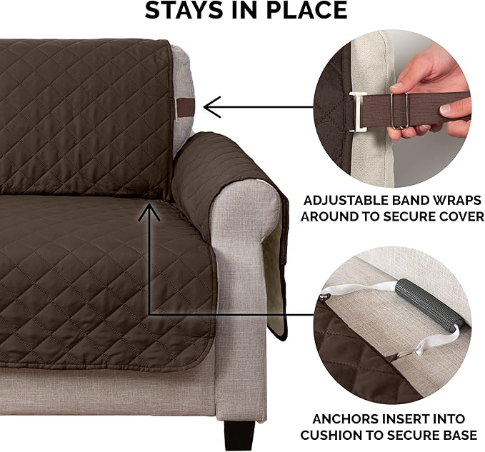 Furhaven Water-Resistant & Reversible XL Sofa/Couch Cover Protector for Dogs, Cats, & Children - Two-Tone Pinsonic Quilted Living Room Furniture Cover - Espresso/Clay, Extra Large Sofa
