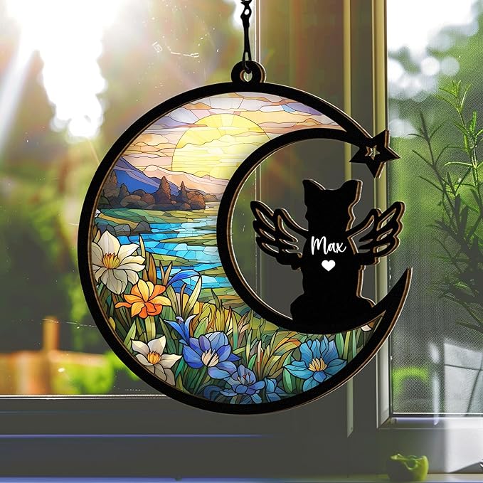 Chillever Mutt Dog Memorial Suncatcher – Personalized Pet Loss Ornament, Custom Dog Remembrance Keepsake