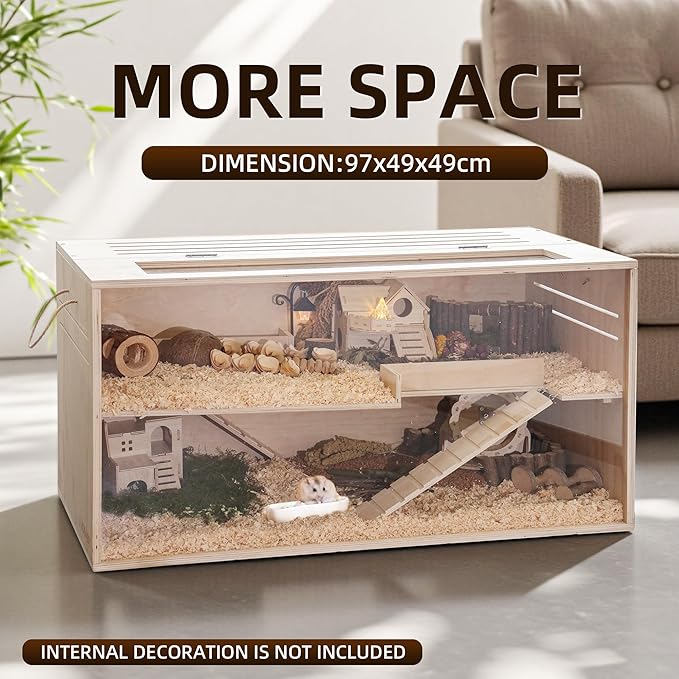 Pine Small Animals Houses&Habitats Chewproof, 40" Pine Guinea Pig Cage Hamster Cage for Small Animals (40" Large, Normal)