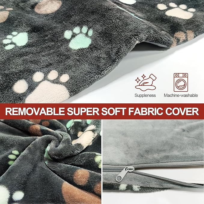 Large Dog Heating Pad 36x24 in with Smart Thermostat Switch and Power Line Protection Tube,Obtained MET and UL Dual Certification,Waterproof Pet Heating Pad for Dogs,with Plush Fabric Cover
