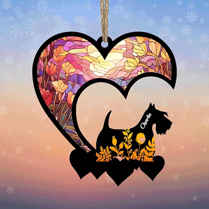 Lovely POD Scottish Terrier Suncatcher Ornaments, Personalized Scottish Terrier Memorial with Name, Dogs Loss Ornaments, Dog Remembrance Gift, Dog Memory Ornament, Loss of Dogs Sympathy Gifts